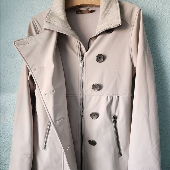 Prana mock neck zip up button front oatmeal jacket - Picture 7 of 15